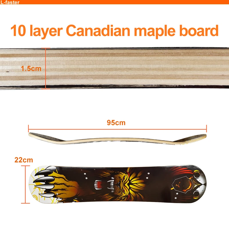 9 Inch Mountain Electric Skateboard Deck 10 Ply Canadian Maple Off Road Longboard Deck with Foot Holder Adult Skateboard - Image 6